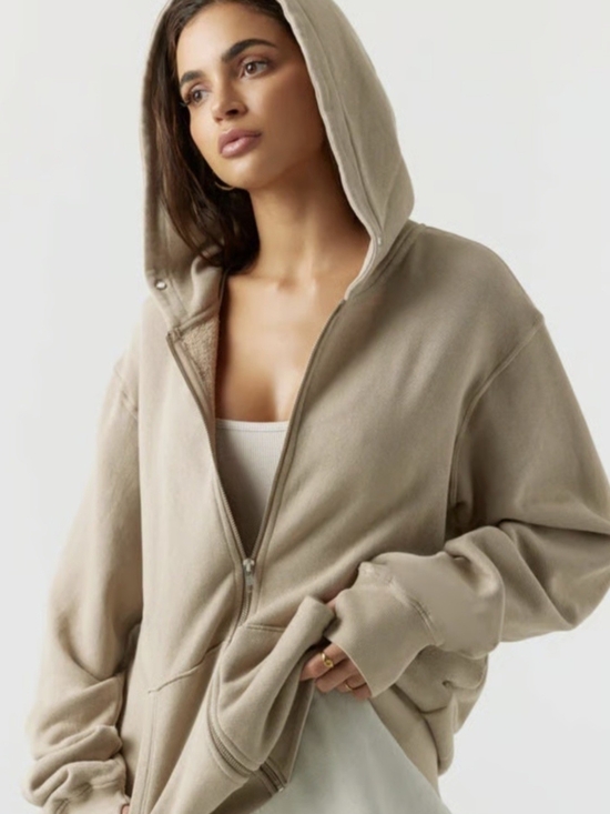 Joah Brown Tops - Joah Brown Empire Zip Hoodie In Desert French Terry | O/S = S/M